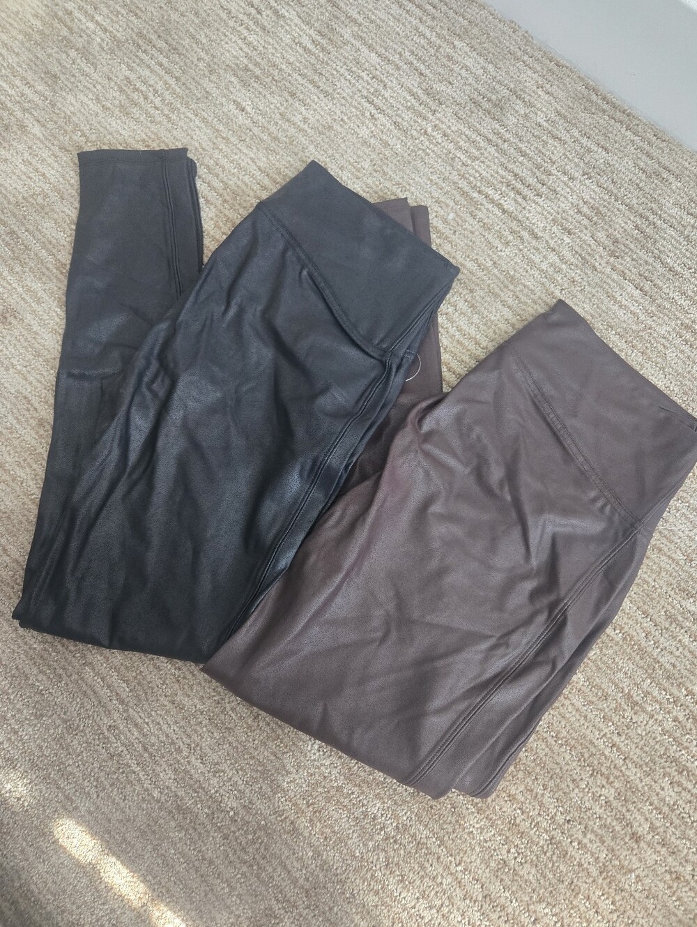NWT Faux Leather Leggings Duo - Black & Dark Brown